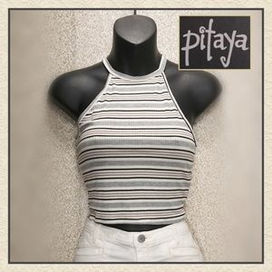 High Neck Ribbed Crop Top by Pitaya